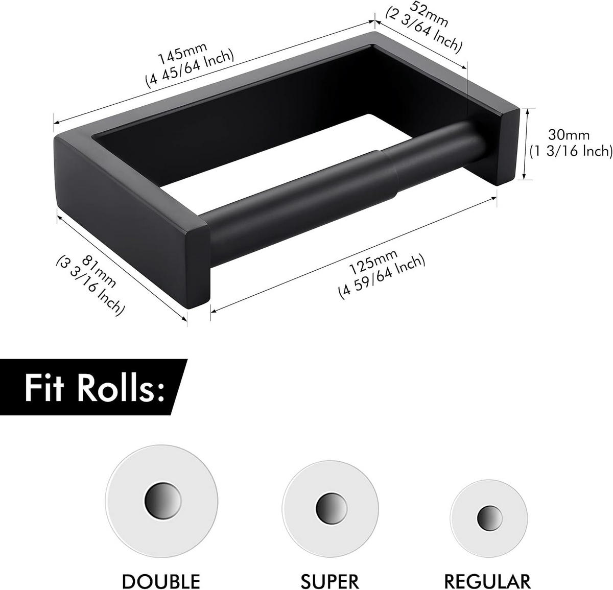 TOILETTENPAPIERHALTER, Toilettenpapierhalte - Schwarz, Metall (8.1/3/14.5cm) - BELZ