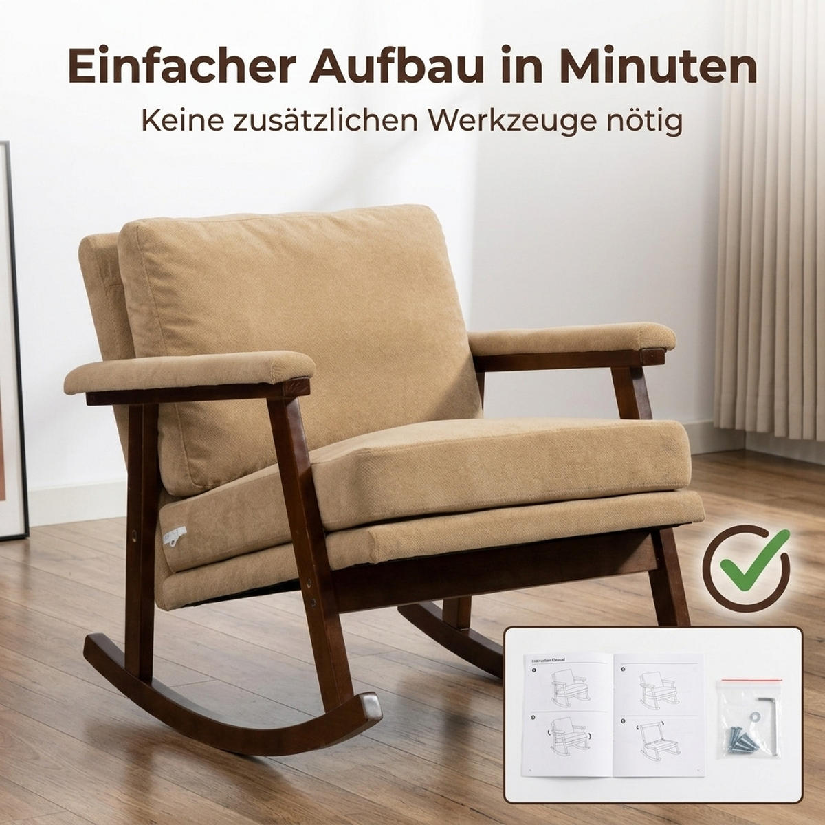 SCHAUKELSTUHL Hellbraun Samt - Hellbraun, Textil (73/80/83cm) - Oxeza