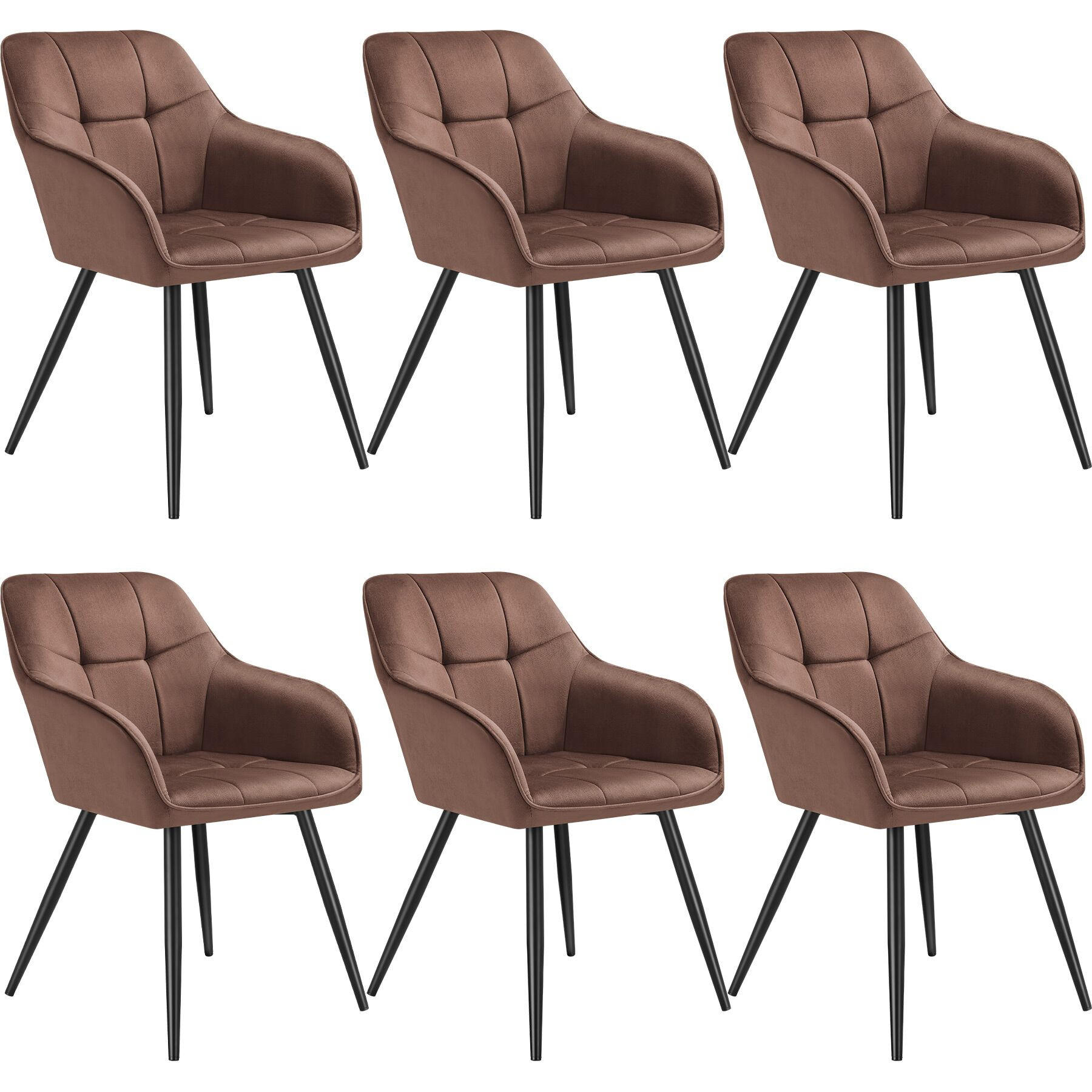 ESSZIMMERSTUHL 6er Set Marilyn 58 x 62 x 82 cm braun/schwarz - Schwarz/Braun, Kunststoff (58/82/62cm) - tectake
