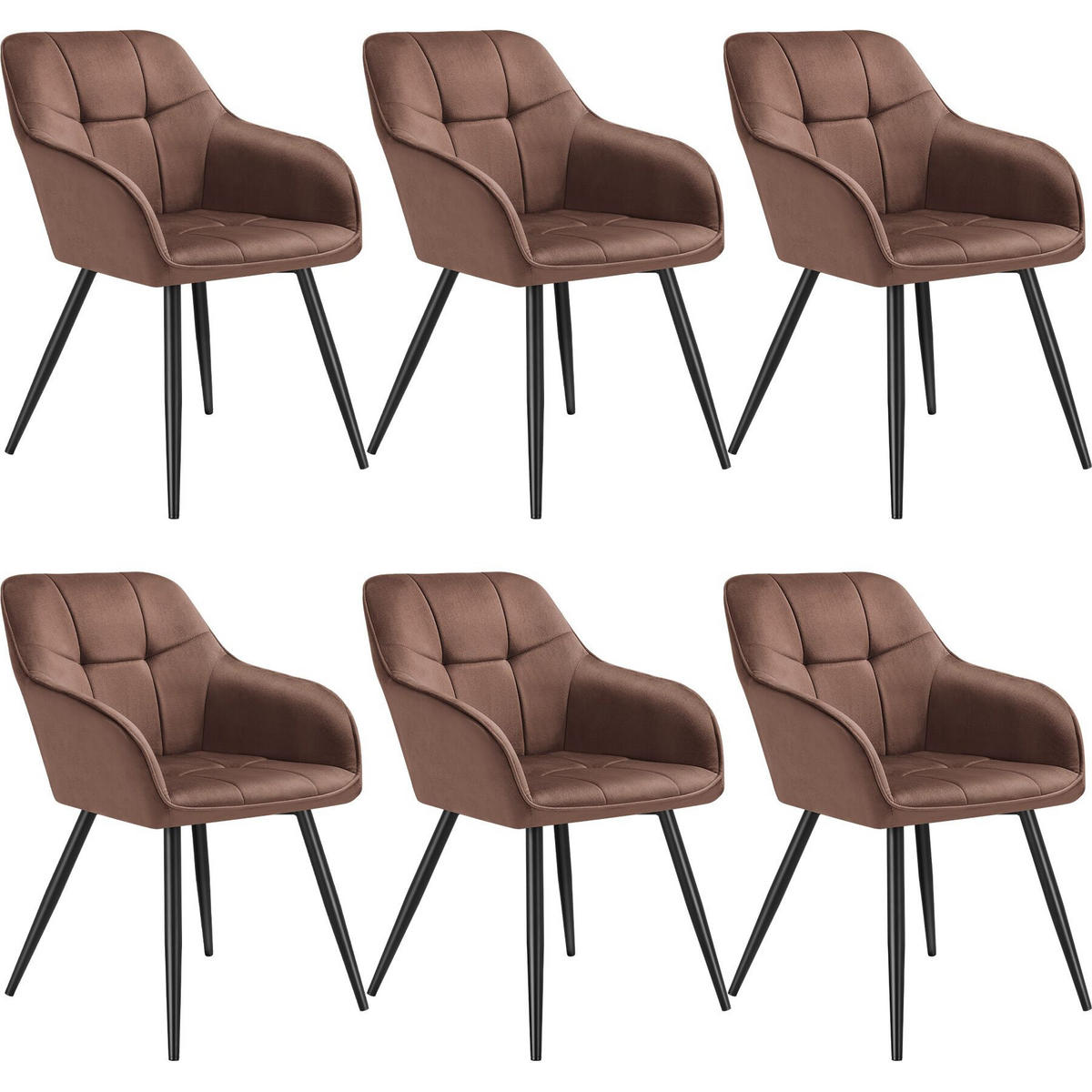 ESSZIMMERSTUHL 6er Set Marilyn 58 x 62 x 82 cm braun/schwarz - Schwarz/Braun, Kunststoff (58/82/62cm) - tectake