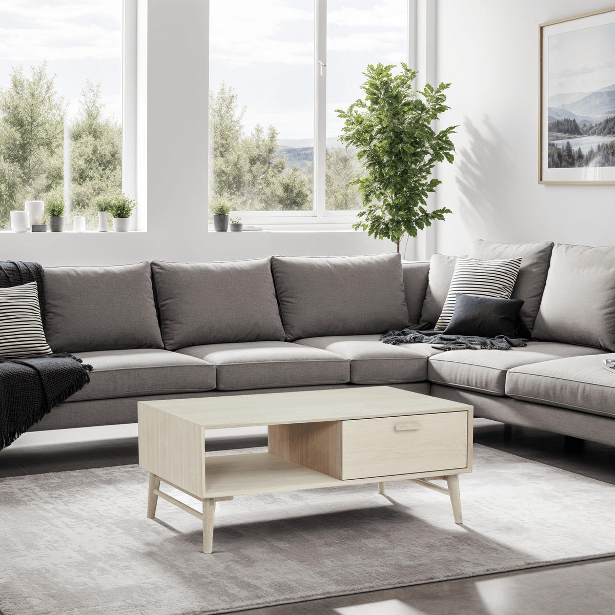 COUCHTISCH rechteckig Eiche massiv cm75/120/50 - Beige, Holz/Holzwerkstoff (75/120/50cm) - Furnhouse