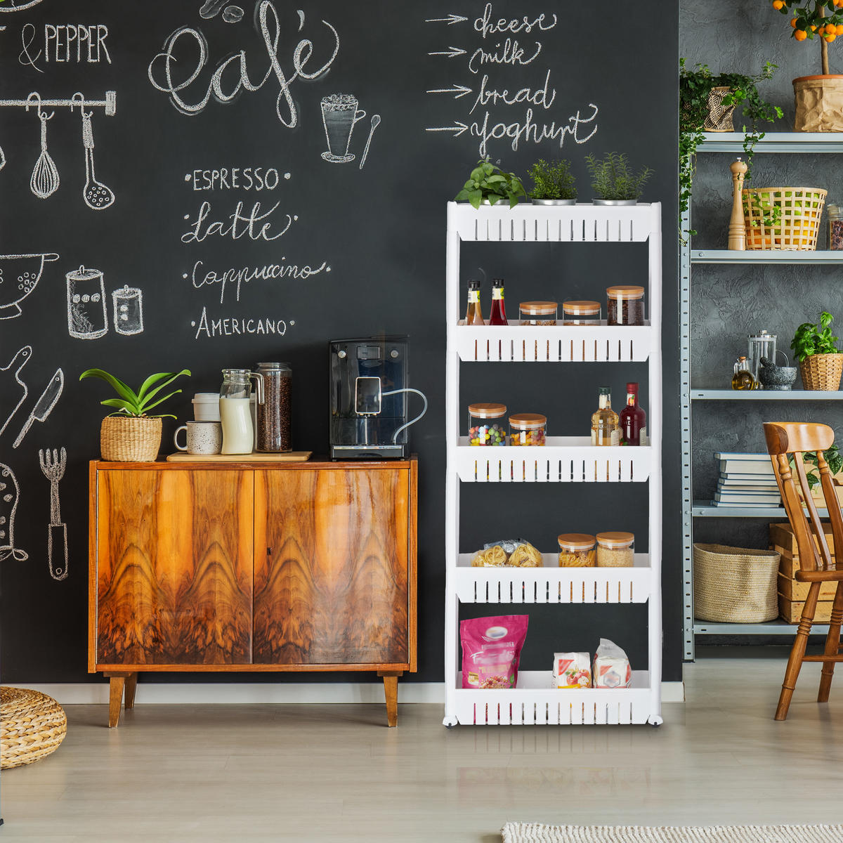 VOZÍK do výklenku - biela, plast (12.5/131/54cm) - Relaxdays