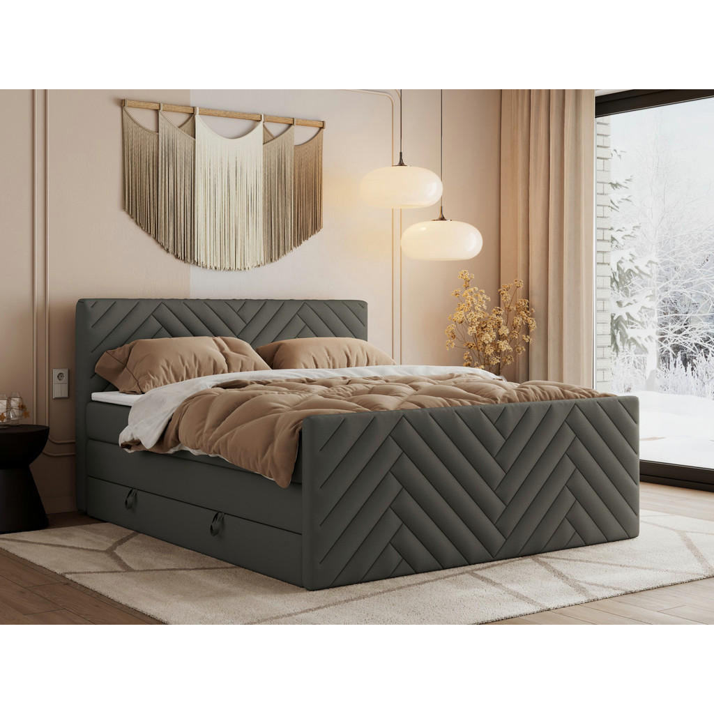 Thumbnail - MKS Boxspringbett, Grau, Textil, H3, 7-Zonen, Rechteckig, 140x200 cm, Oeko-Tex®, Schlafzimmer, Betten, Boxspringbetten