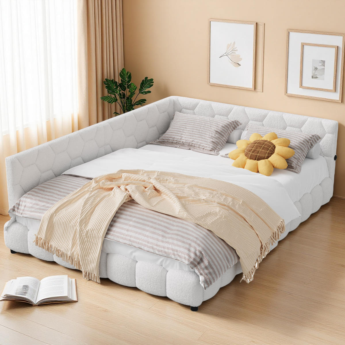 SCHLAFSOFA 140x200cm weiß 16farben led usb - Weiß, Holzwerkstoff (140/200cm) - SHOPENTRA