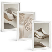 BILDER SET 3er Set - 40x60 cm Weißer Rahmen - Abstrakte beige Wellen - Weiß, Kunststoff (40/60cm) - TULUP