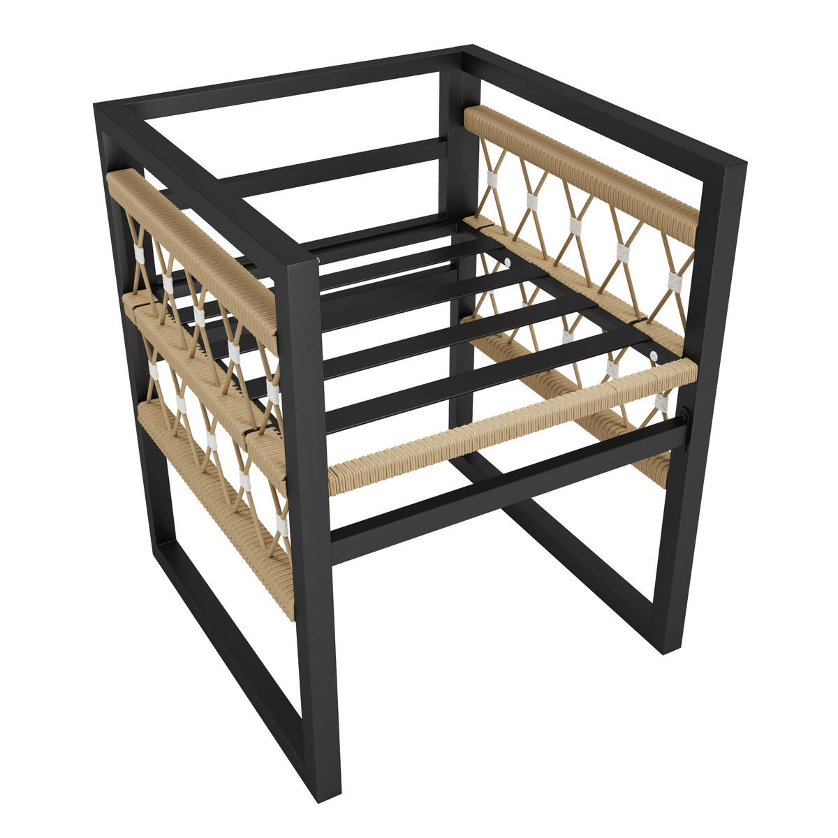 GARTENSETS aus Stahl & Sicherheitsglas 110x110x74cm Schwarz - Schwarz, Metall - Modfu