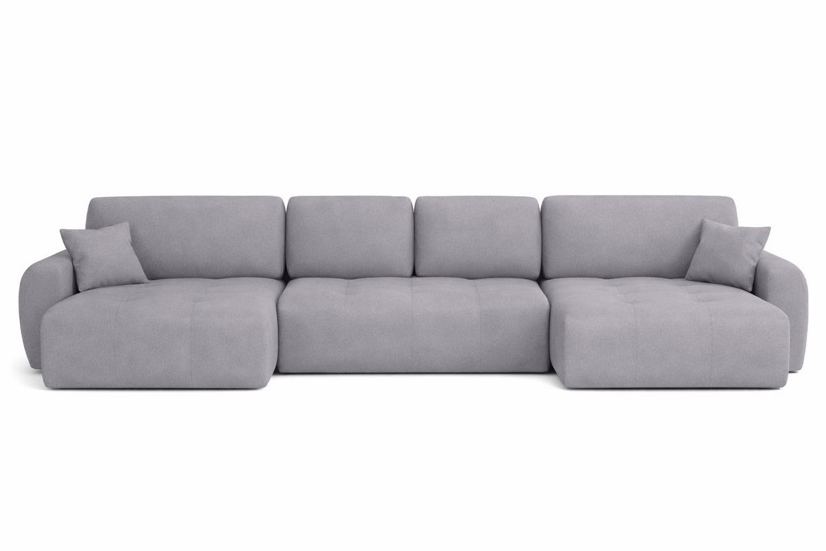 ECKSOFA Mit Schlaffunktion Und Bettkasten U-Form Ivo U, Veloursstoff Salvador, Grau - Grau, Holz (342/142cm) - Kaiser Möbel