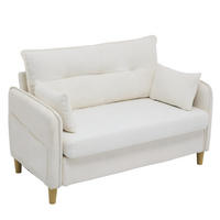 2-SITZER-SOFA DE-33995 mit Seitentaschen Beige - Beige, Holz (75.5/83/127cm) - ComfortXL
