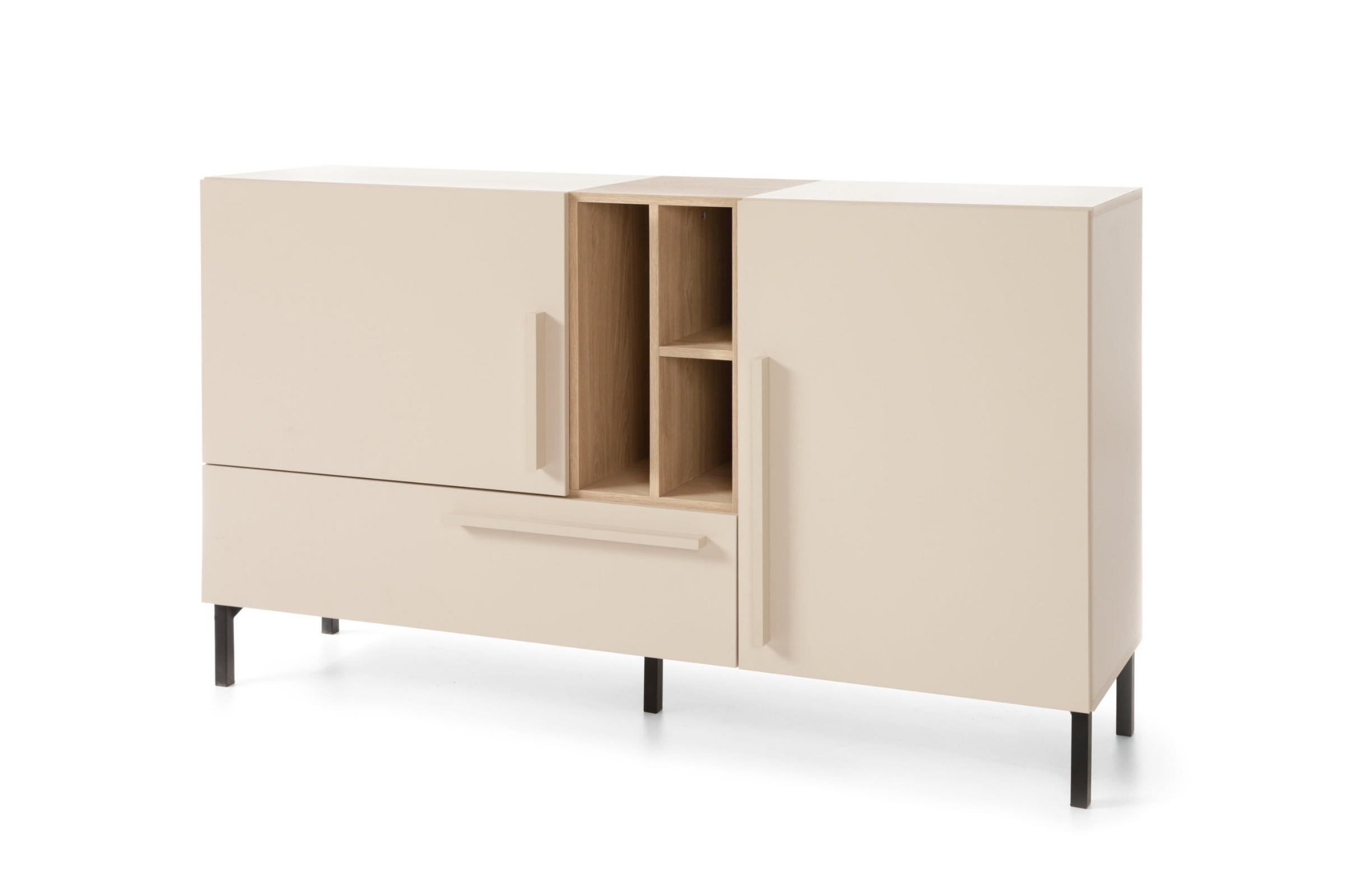 Deine Möbel 24 Kinderkommode Beige, Eiche, Dunkelblau 155x90x40 cm