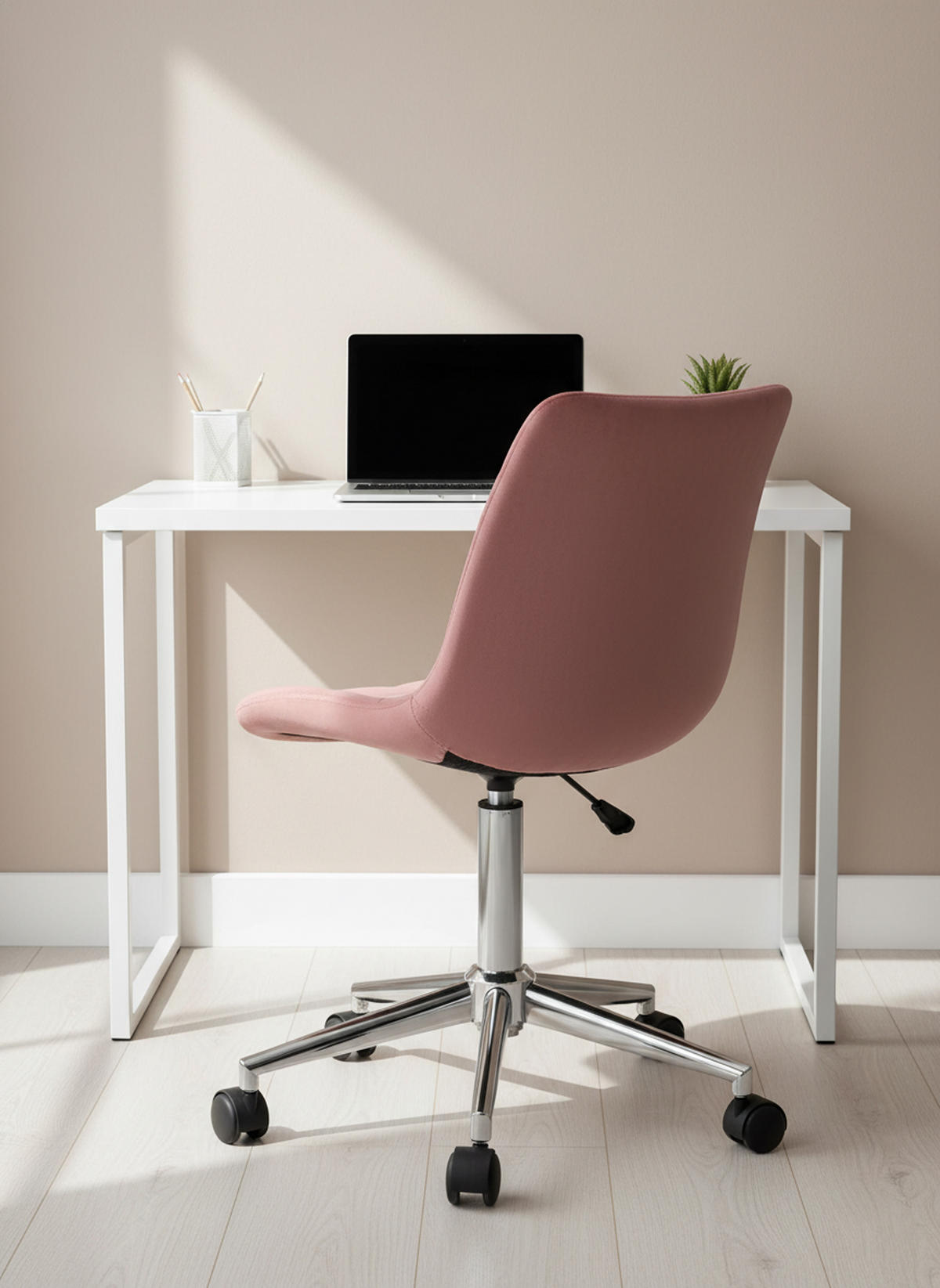 BÜROSTUHL Auronix Samt pink - Chromfarben/Pink, Metall (46/96/62cm) - TPFLiving