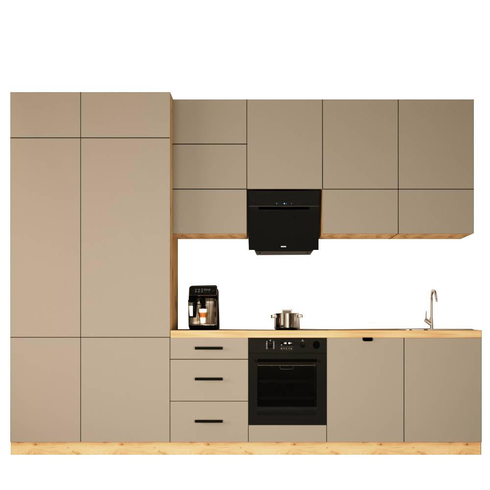 KÜCHENZEILE 340 cm - Langen KL20-M340 - in Beige/ Matt - Beige, Holz (340/248/58cm)