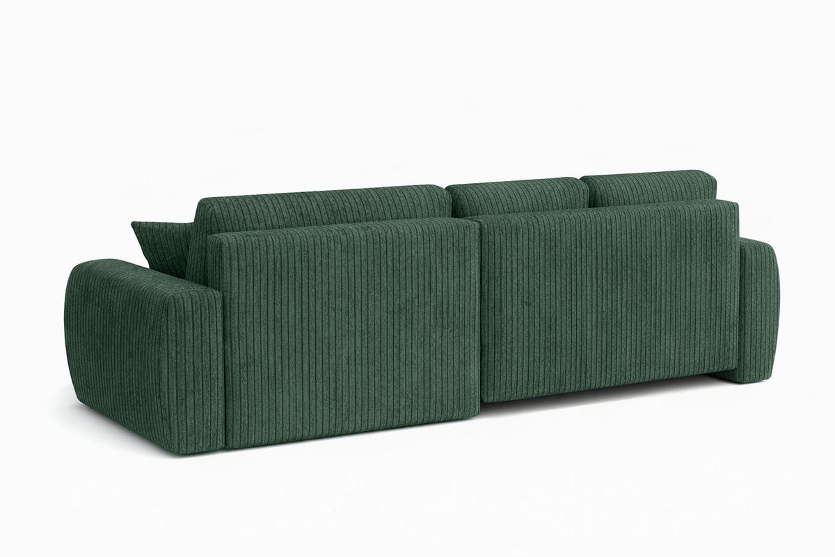 ECKSOFA Mit Schlaffunktion Und Bettkasten L-Form Ivo XL, Cordstoff Poso, Grün, Links - Grün, Holz (280/142cm) - Kaiser Möbel