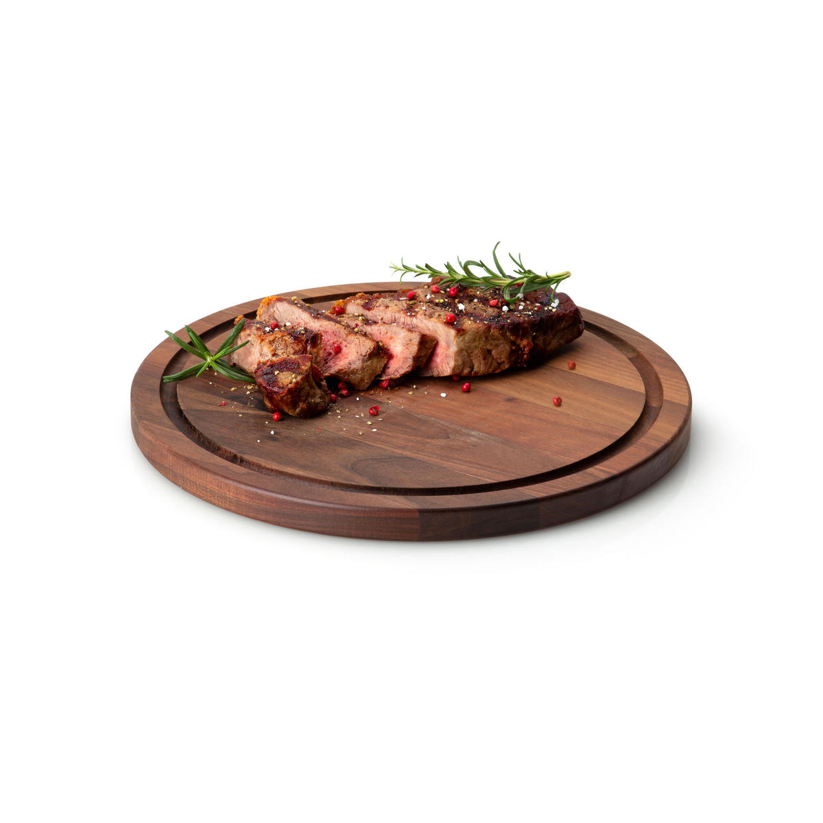 STEAKTELLER Rund, Walnussholz, Ø 28 cm - Braun, Holz (28/28/2cm) - Continenta