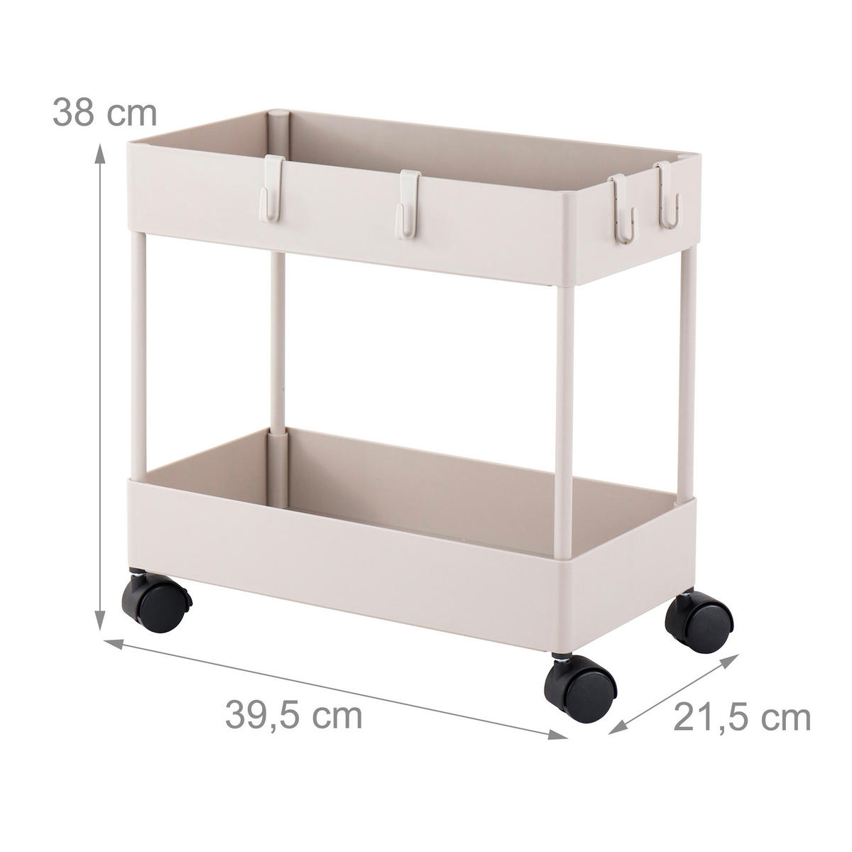 ROLLWAGEN - Beige, Kunststoff/Metall (39.5/38/21.5cm) - Relaxdays