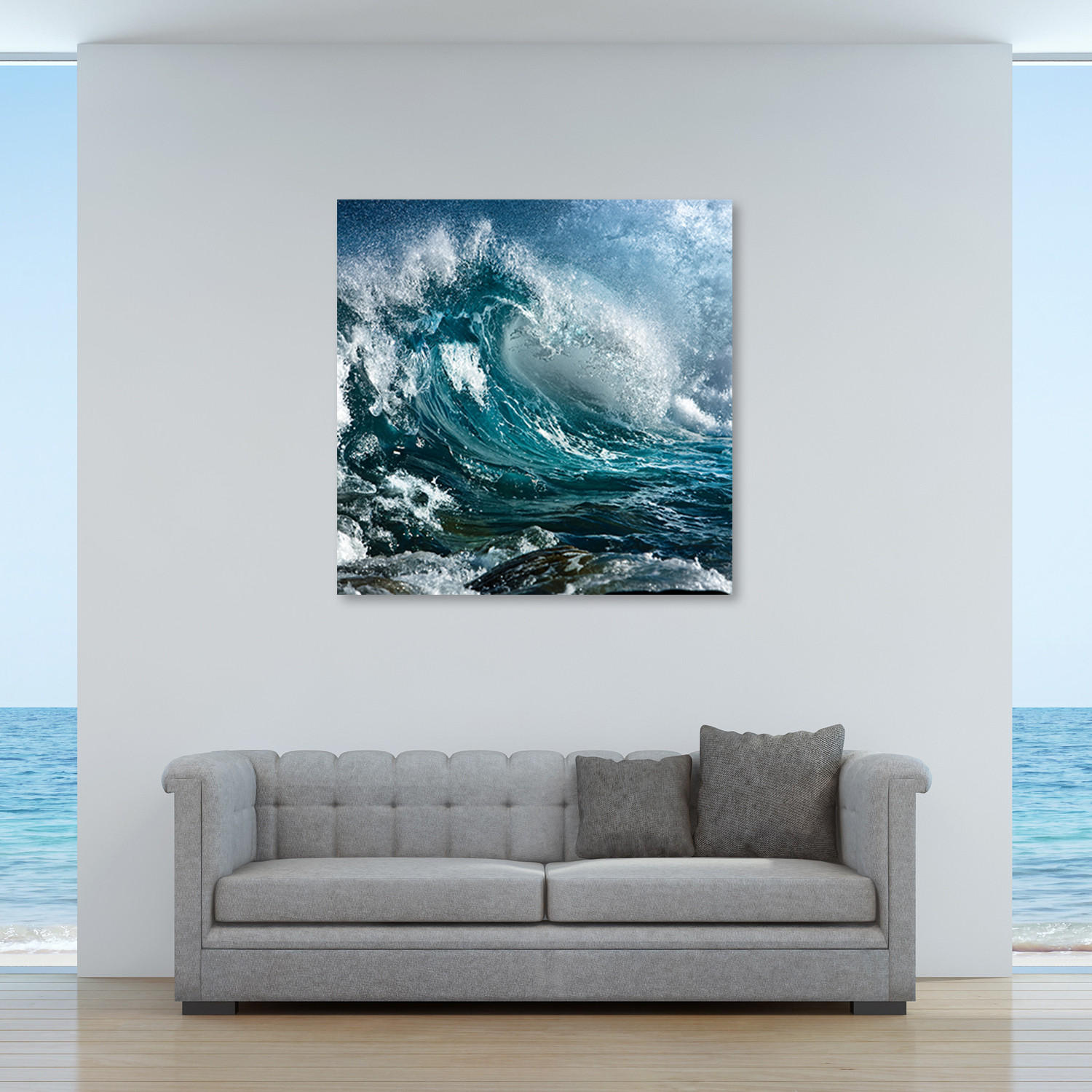 WANDBILD landschaften blau - Blau, Textil (50/50cm) - Feeby