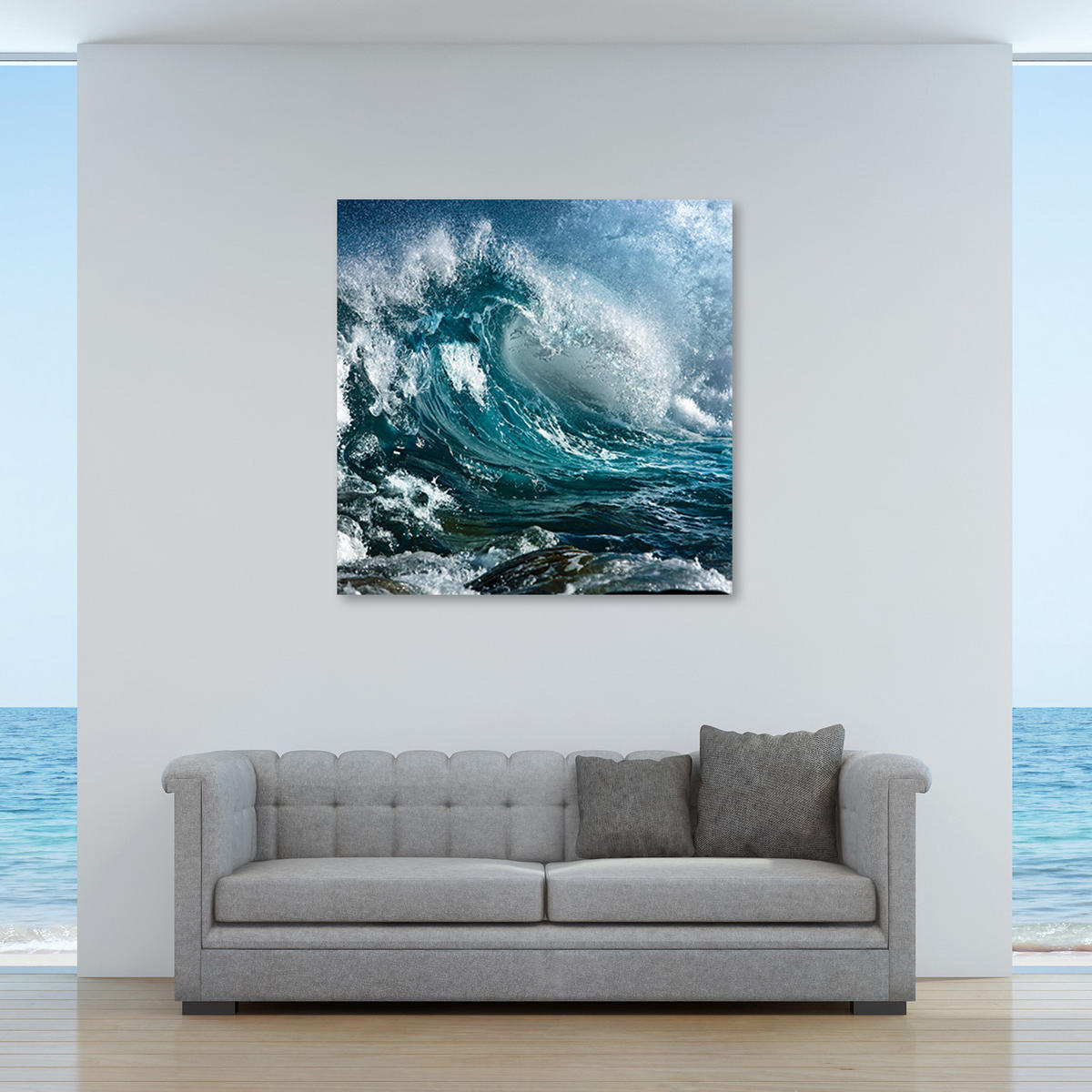 WANDBILD landschaften blau - Blau, Textil (50/50cm) - Feeby