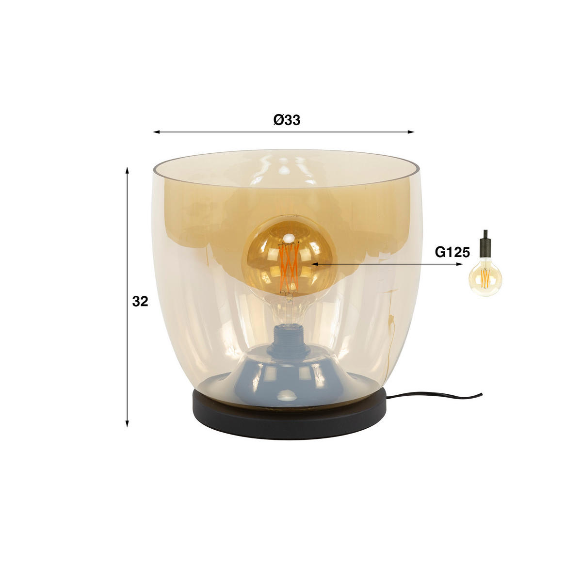 STEHLEUCHTE Up Gelb 33/33/32 cm - Gelb, Glas (33/33/32cm) - Hoyz Collection