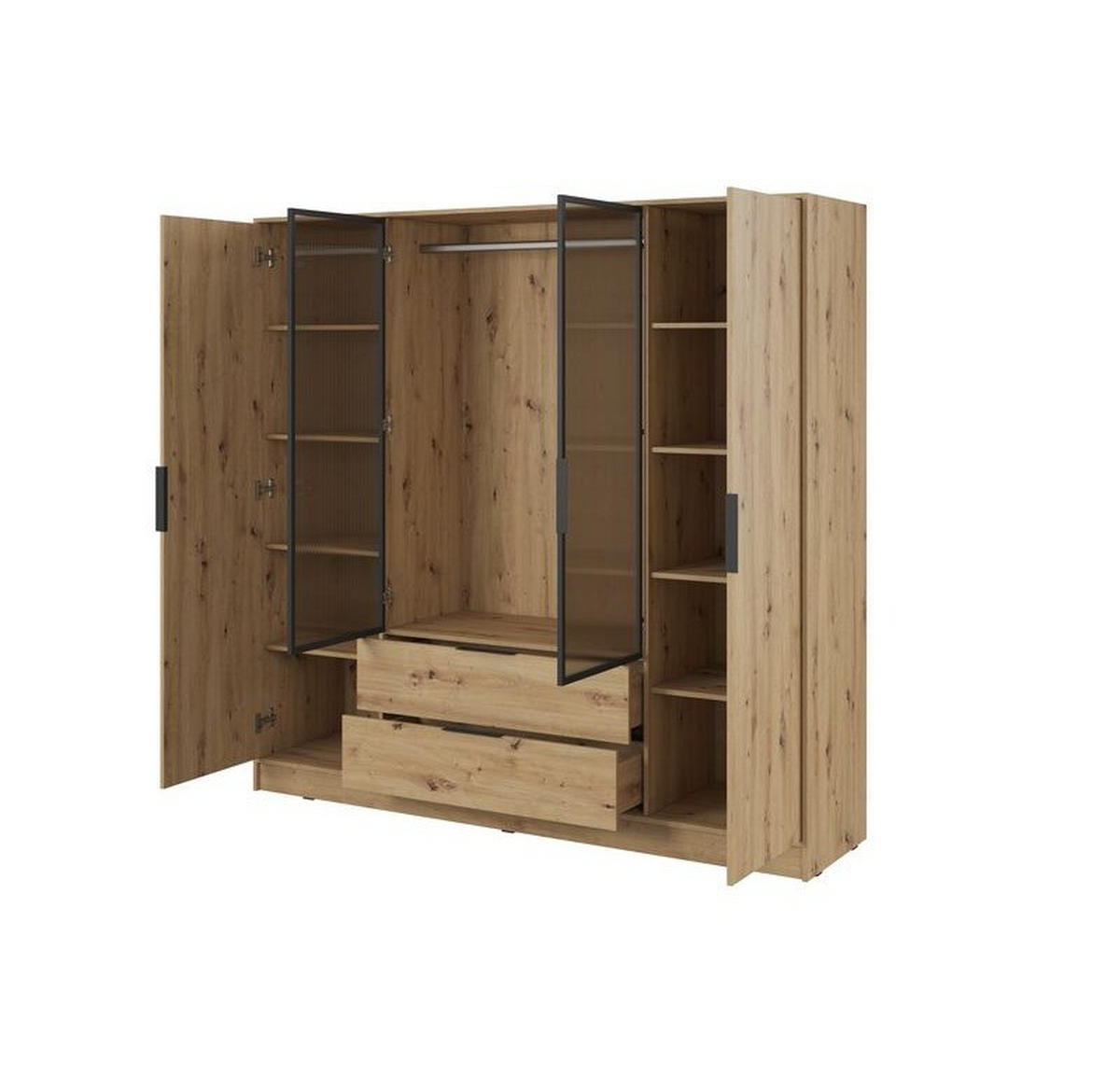 KLEIDERSCHRANK – 206 cm – Kelly – Eiche – KS-GEN0270 - Eiche Artisan, Holzwerkstoff (206/200/51cm) - hi-markt