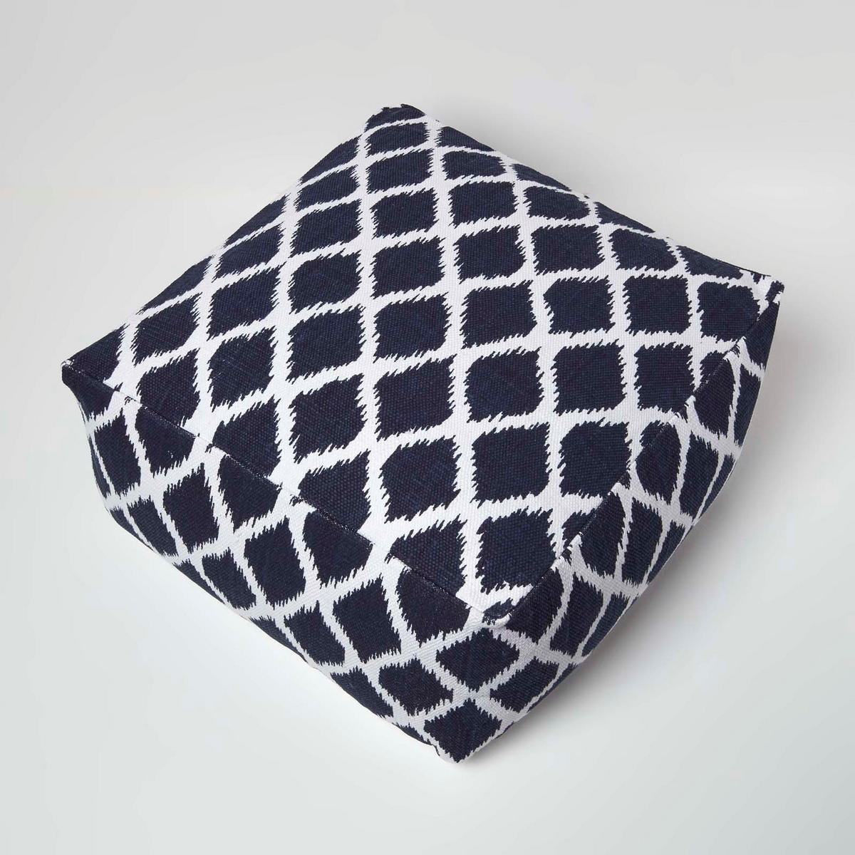 SITZPOUF blau-weiß mit Ikat-Muster, 60/60/30 cm - Blau, Textil (60/30/60cm) - Homescapes