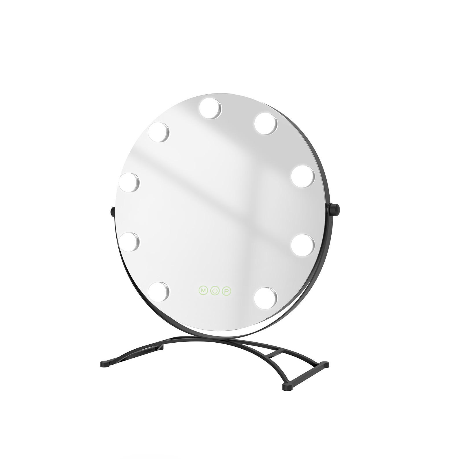 EMKE KULATÉ KOSMETICKÉ ZRCADLO s osvětlením, černé, Ø 40 cm