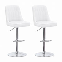 BARHOCKER höhenverstellbar & 360° drehbar 2er-Set Weiß/Silber - Silberfarben, Metall (44/117.5/44cm) - Meubliv