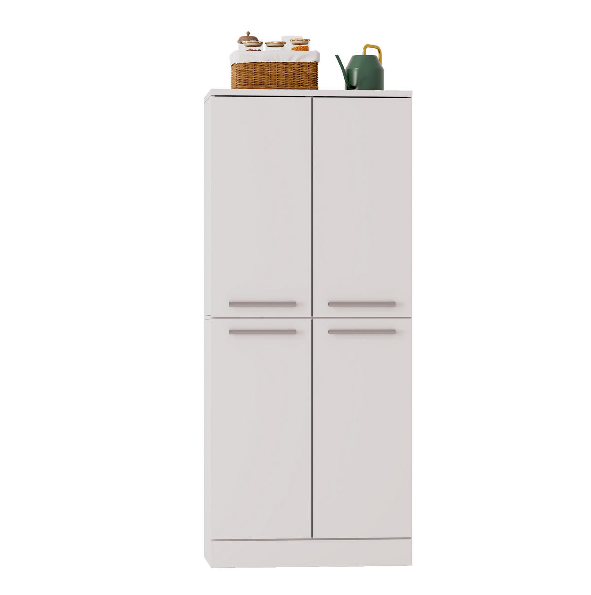 BUFFETSCHRANK 76/42/180 cm mit 4 Türen, höhenverstellbaren Böden und Metallgriffen aus MDF, Weiß Hochglanz - Weiß, Holzwerkstoff (42/180/76cm) - Redom