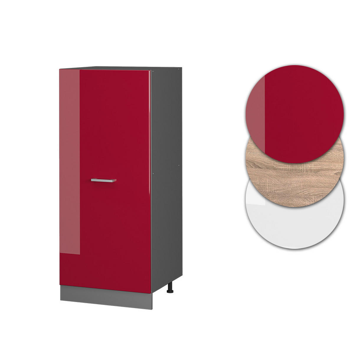 HOCHSCHRANK R-Line Rot Hochglanz 60 cm - Bordeaux/Anthrazit, Holzwerkstoff (60/143/57cm) - Vicco