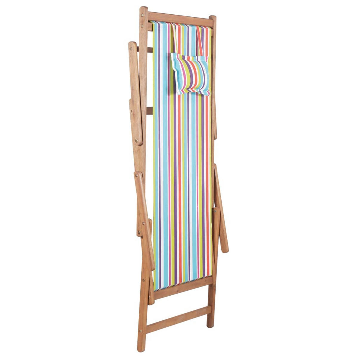 STRANDSTUHL Klappbar Stoff Und Massivholz Mehrfarbig - Multicolor, Holz (60/95/127cm) - vidaXL