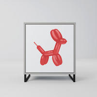 SIDEBOARD CHILDHOOD MEMORY, Grau, 57,5x42x67,5 cm, Schwarze Metall-Rahmenfüße - Multicolor/Schwarz, Holzwerkstoff/Metall (57.5/67.5/42cm) - SpaceRebels