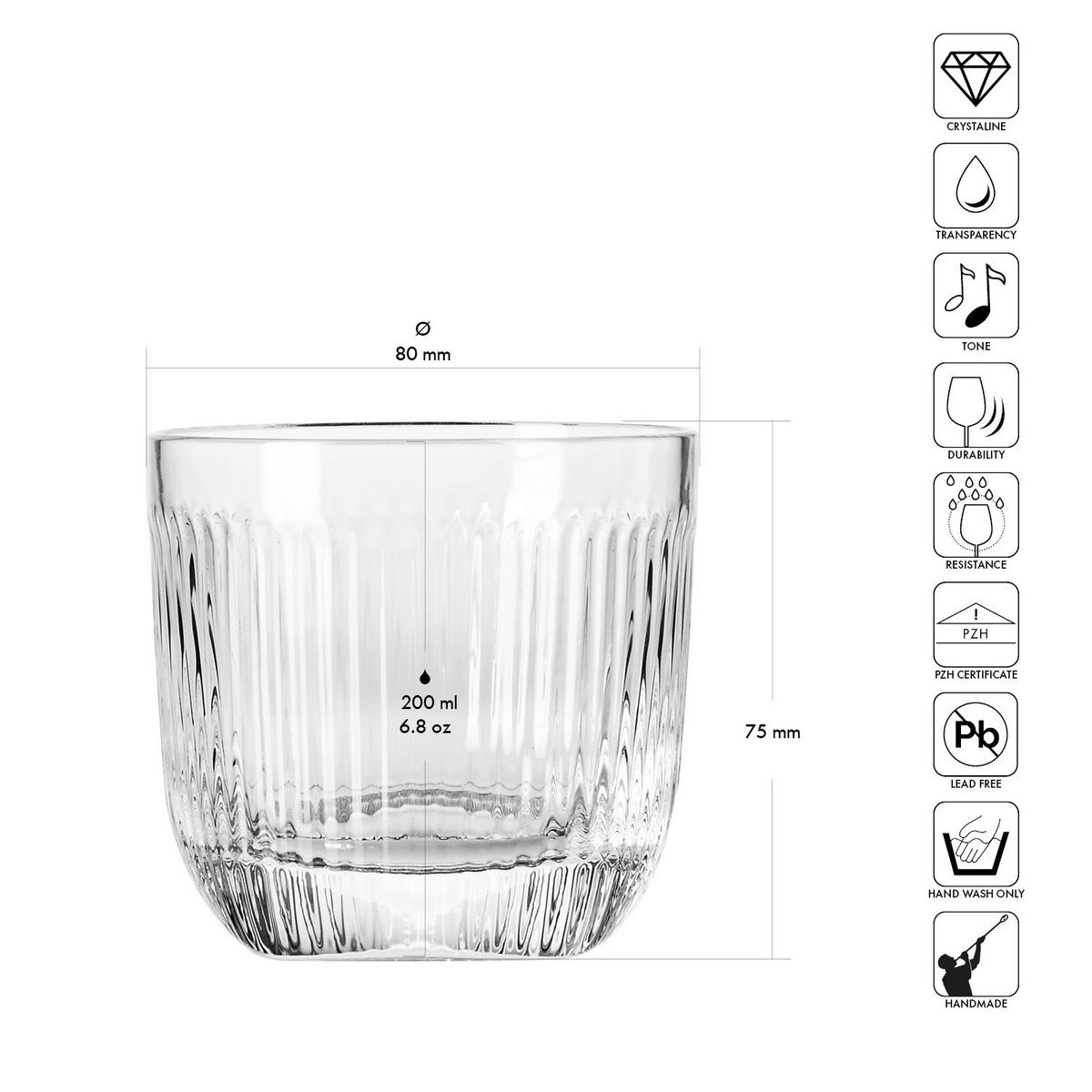 WHISKY SET, 3er-Set, 1000 ml / 200 ml, Hangemacht - Transparent, Glas (1L) - Krosno Glass