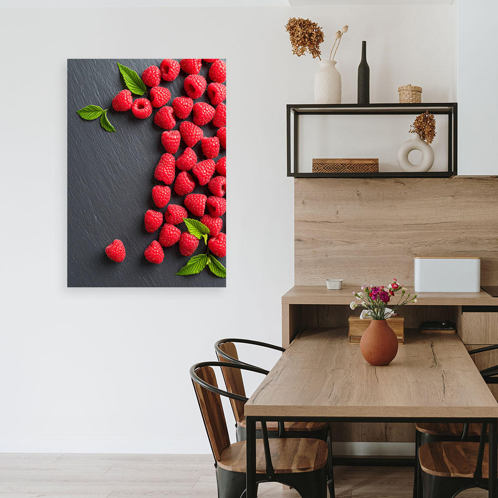 LEINWANDBILD Himbeeren 70x100cm - Rot, Textil (70/100cm) - Feeby