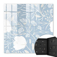 SCHLÜSSELBOX Schwarz 30x30 cm- Türöffnung nach rechts - Pflanzenmotive - Blau, Metall (30/30/5cm) - TULUP