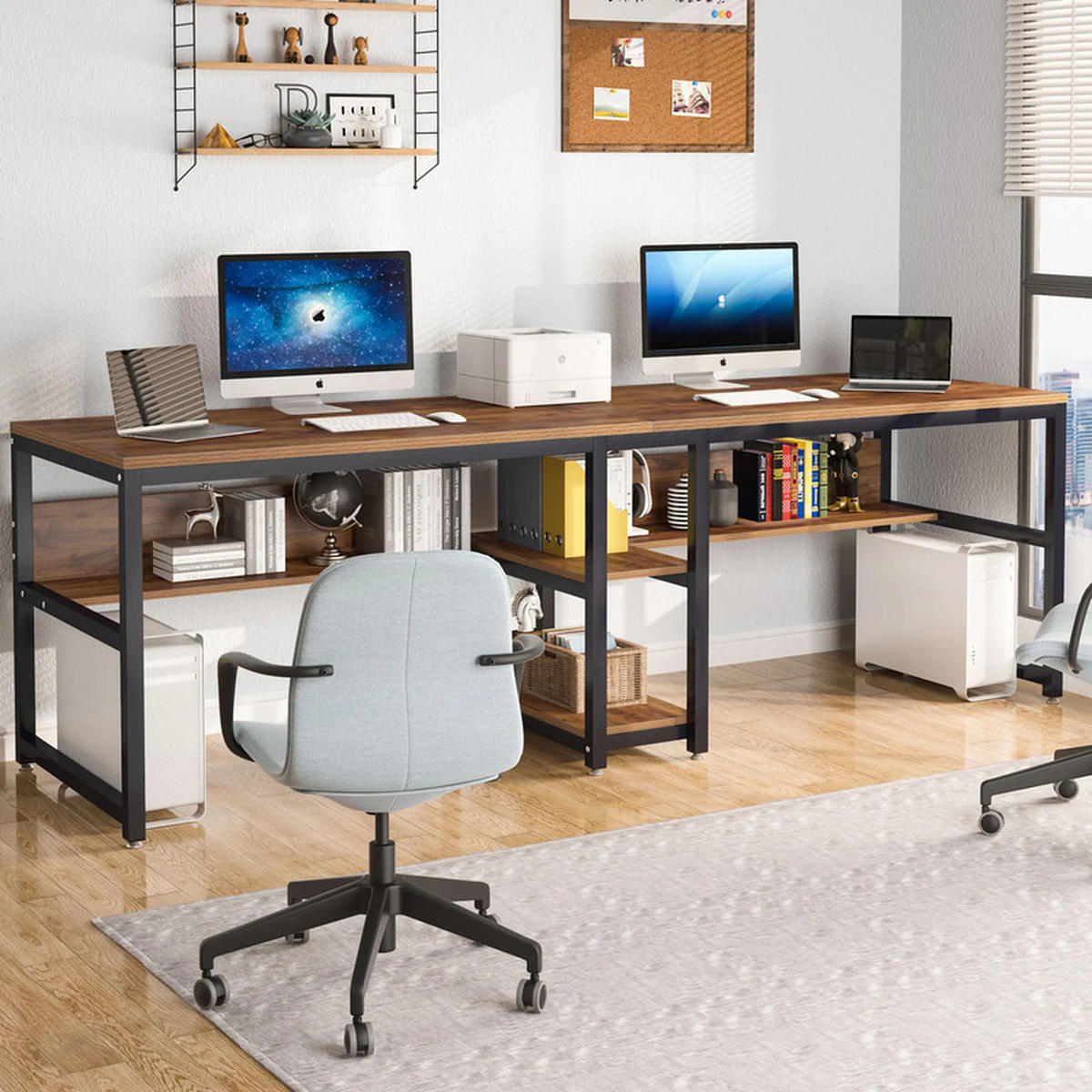 SCHREIBTISCH 2 PERSONEN 78,7 Zoll Braun - Braun, Holz (200/60/75cm) - Kaket