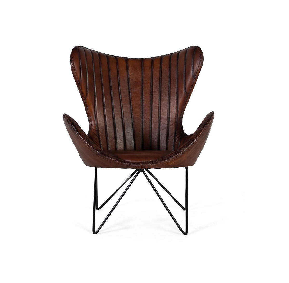 SESSEL aus Leder und Metall - Braun, Fell (83/100/77cm) - Giner y Colomer