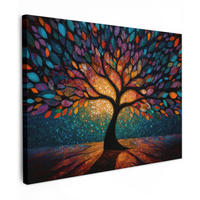 LEINWANDBILD Mosaik - Bunt - Baum - Äste Wandbild 40x30 cm - Multicolor, Textil (40/30cm) - MuchoWow