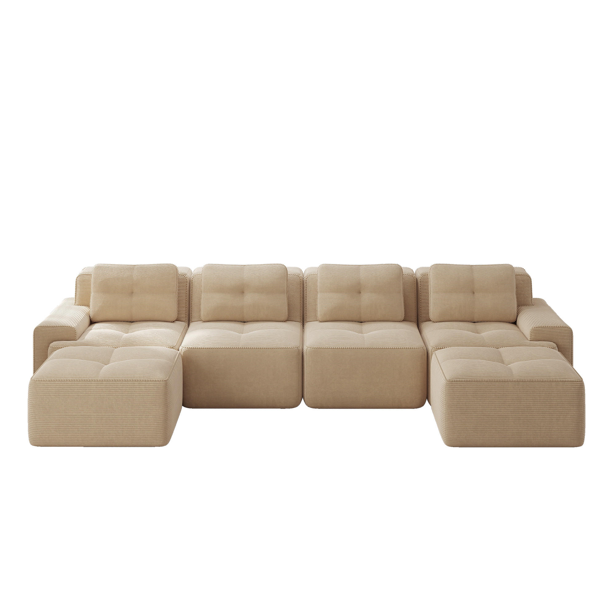 WOHNLANDSCHAFT Beige 382/177/69 cm 4-Sitzer Modular Cordstoff - Beige, Textil (382/69/177cm) - PANGIVO