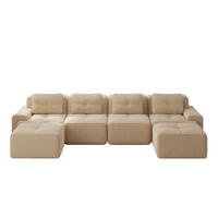 WOHNLANDSCHAFT Beige 382/177/69 cm 4-Sitzer Modular Cordstoff - Beige, Textil (382/69/177cm) - PANGIVO