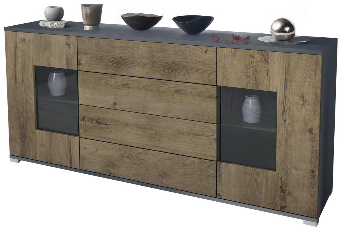 SIDEBOARD Grömitz Eiche Ribbeck - Alteiche, Holzwerkstoff (166.5/75.5/35cm) - Vladon