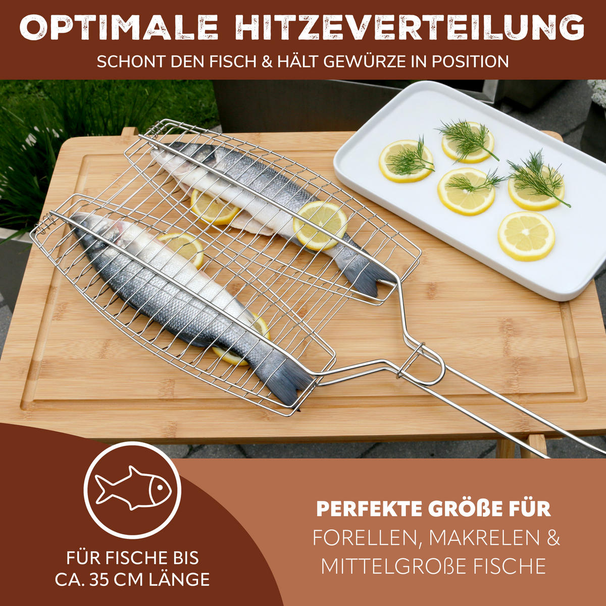 FISCHGRILLER, silber, Edelstahl - Edelstahlfarben, Metall (26.5/26.5/65cm) - bremermann