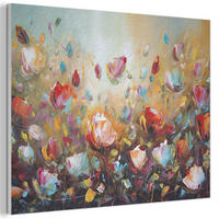 AKUSTIKPANEEL Blumen - Kunst - Natur - Ölgemälde 100x70 cm - Multicolor, Kunststoff (100/70/0.9cm) - MuchoWow