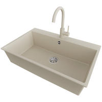 GRANITSPÜLE Riga, 3-er set Beige 78/50 cm, 1 Becken + Küchenarmatur 32/20 cm + Ablauf-Set ab 80er Unterschrank - Chromfarben/Beige, Kunststoff (78/20/50cm) - Primagran