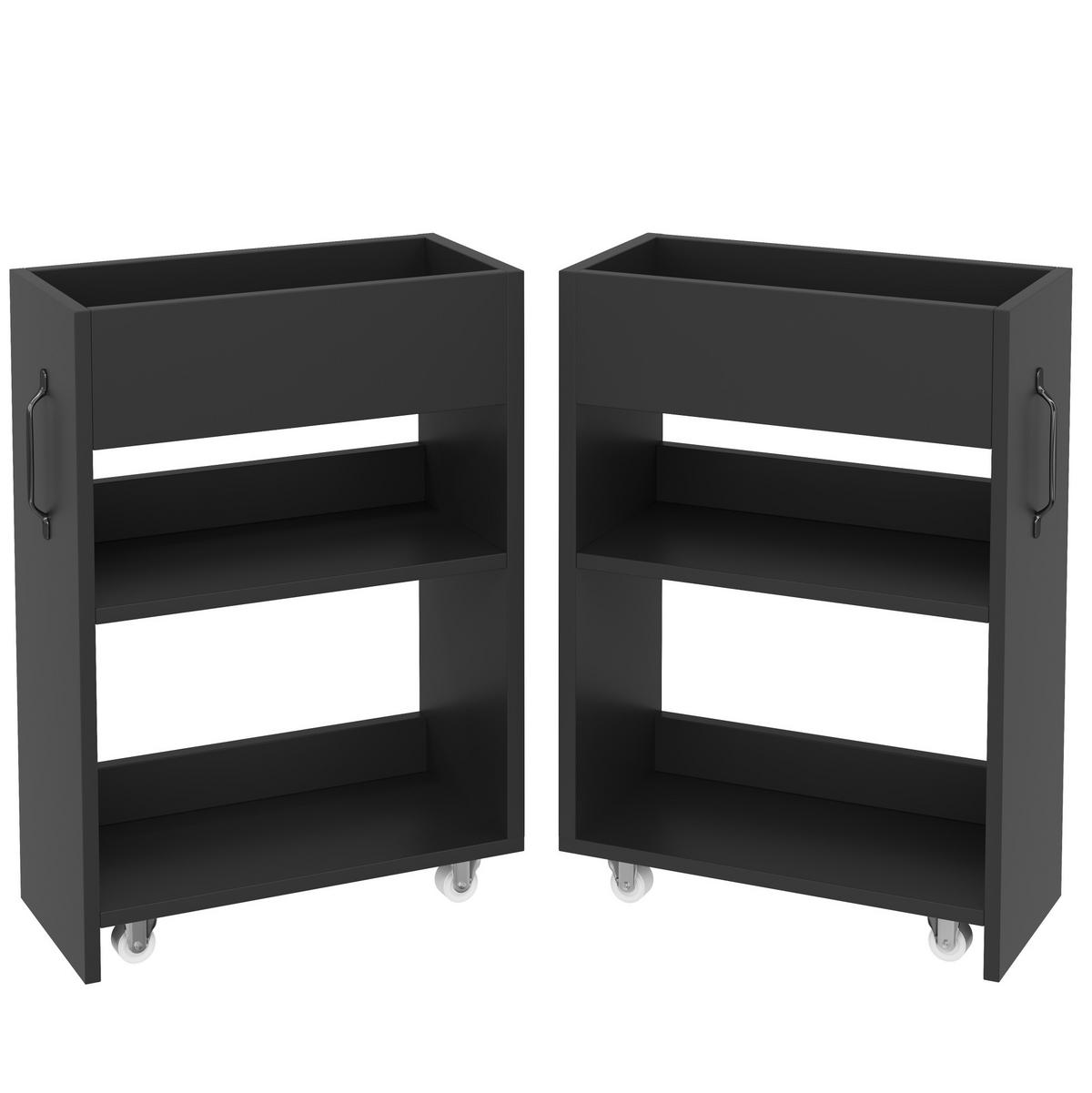 SIDEBOARD 52/50/75 cm Schwarz aus Spanplatte mit Rollen - Schwarz, Holzwerkstoff (50/75/52cm) - OKMYHOME