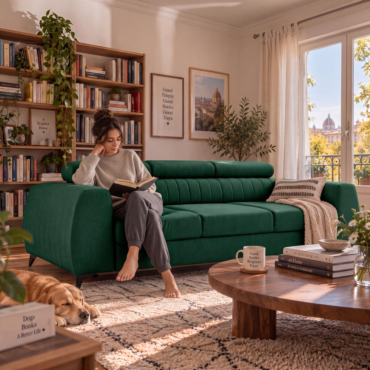 3-SITZER Sofa PIERO mit Schlaffunktion 125x195 Velours Dunkelgrün - Dunkelgrün/Schwarz, Holz/Textil (260/90/100cm) - Muffo