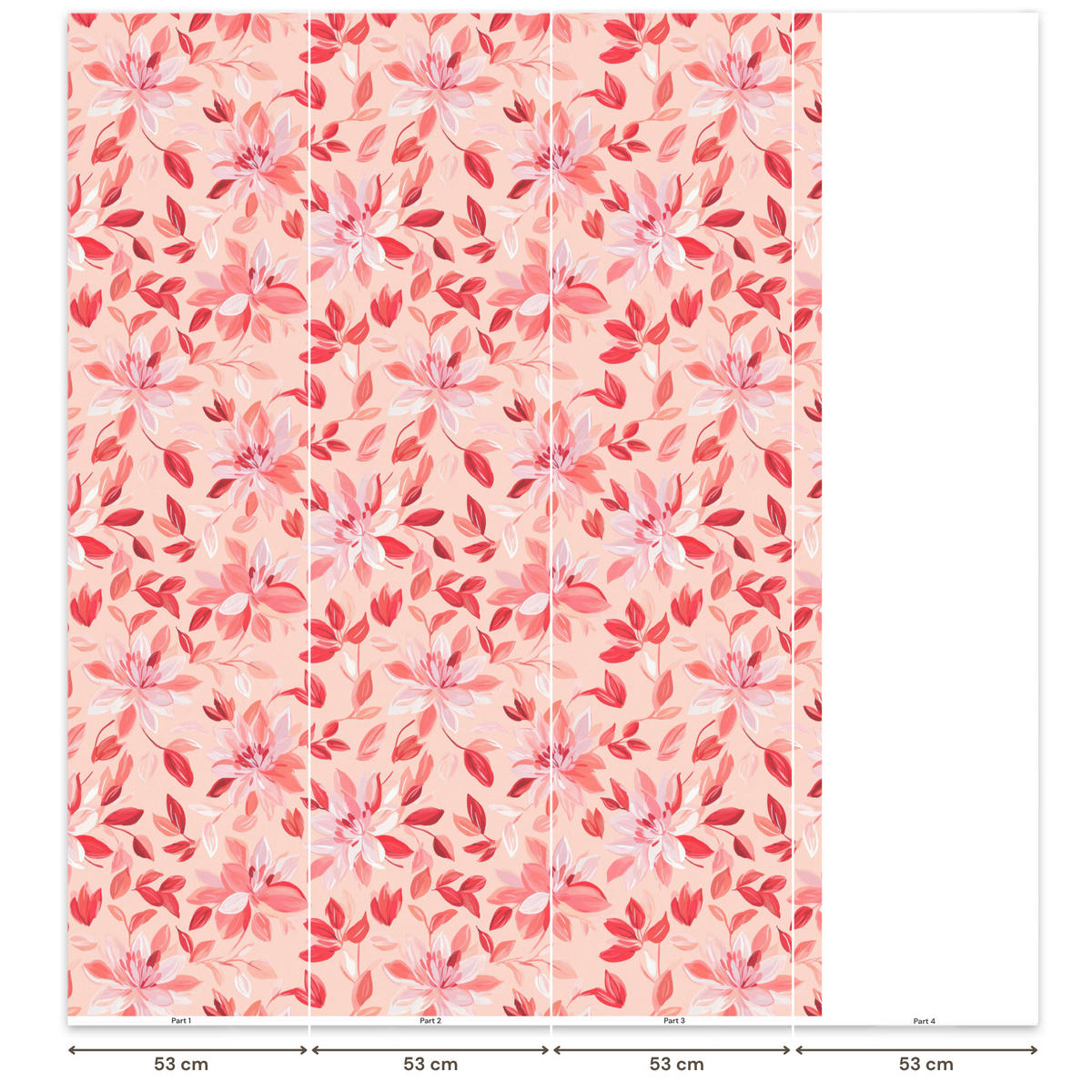 TAPETE - Botanisch - Blumen - Rot - 160x220 cm - Koralle, Papier (160/220cm) - OnlyWow