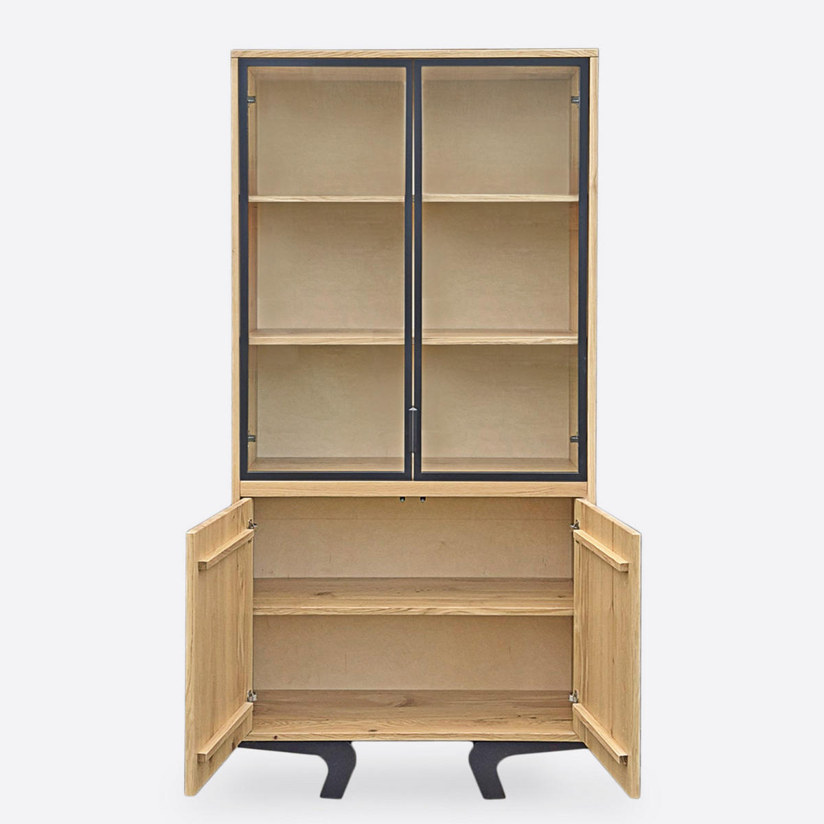 EICHENHOLZ-VITRINE aus Massivholz für das Wohnzimmer VITA - Eichefarben, Holz (100/190/45cm) - Rawood Furniture
