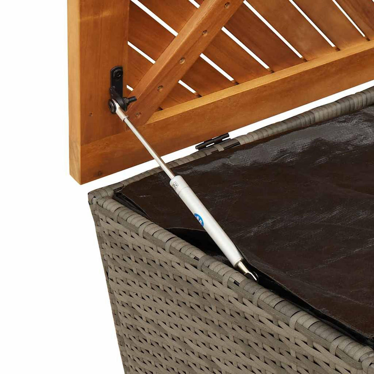 GARTENTRUHE Grau 110/50/54 Cm Poly Rattan Akazienholz - Grau, Kunststoff (50/54/110cm) - vidaXL
