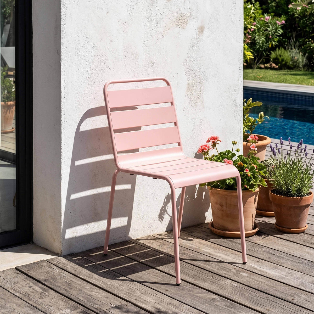 GARTENSTUHL, Rosa - Pink, Metall (42/83/53cm) - Oviala