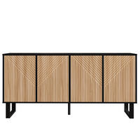SIDEBOARD Black-Natural 160/38/75 cm - Schwarz, Holzwerkstoff (160/75/38cm) - PANGIVO