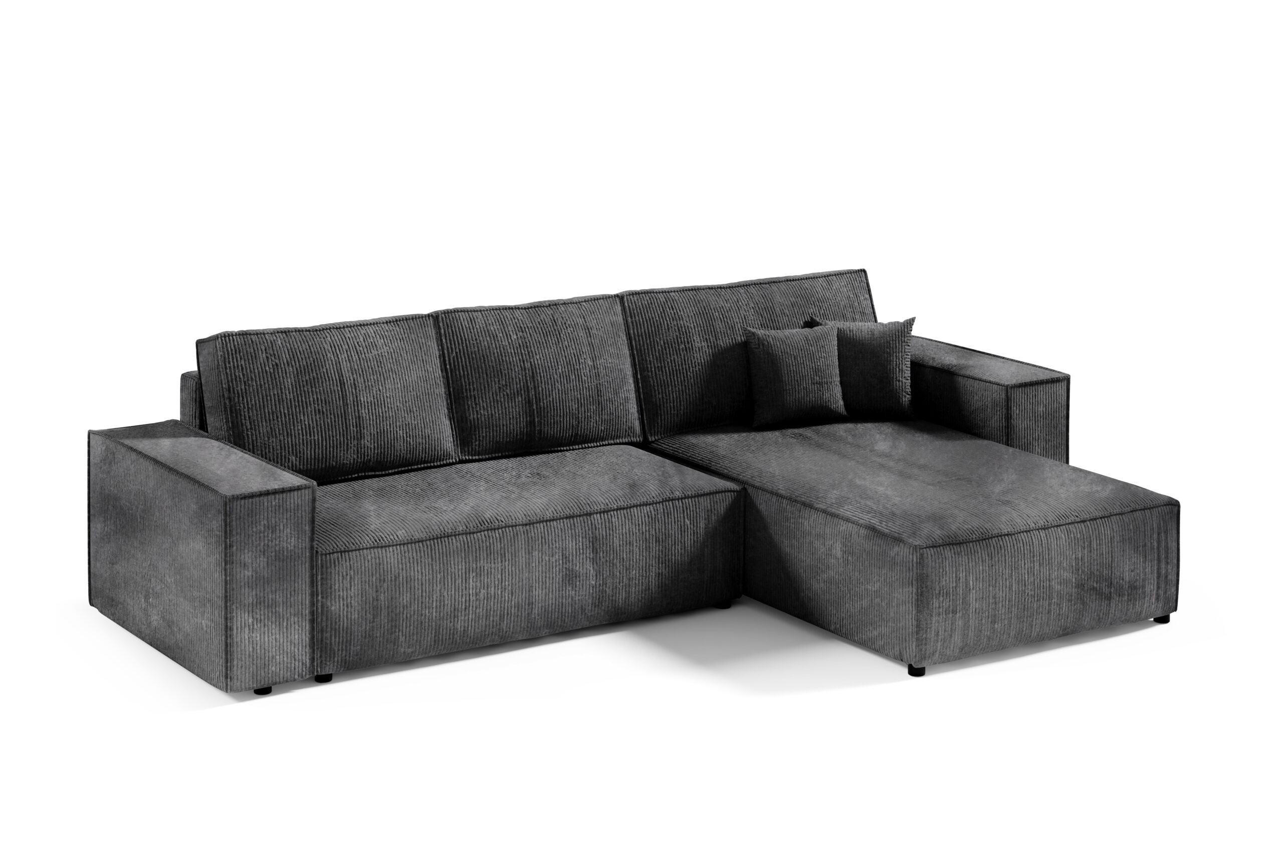 ECKSOFA mit Schlaffunktion Schwarz - Schwarz, Textil (294/185cm) - Furnisell