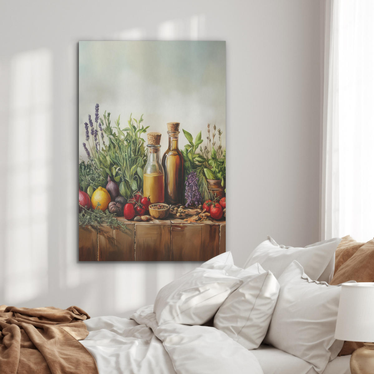 AKUSTIKBILD Stilleben - Kräuter - Gewürze - Früchte - Farbenfroh Wanddeko 60x90 cm - Grün, Kunststoff (60/90/0.9cm) - MuchoWow
